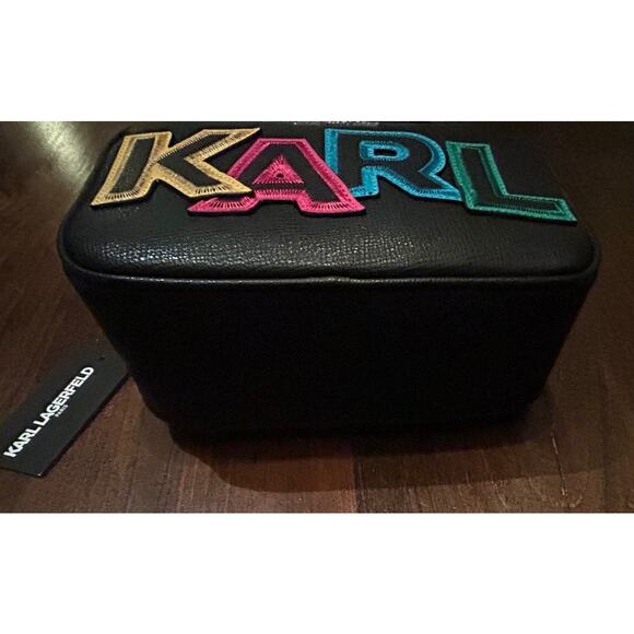 Karl Lagerfeld Paris Maybelle Crossbody Purse Double Zipper Black‎ With Mini Bag - Picture 4 of 9